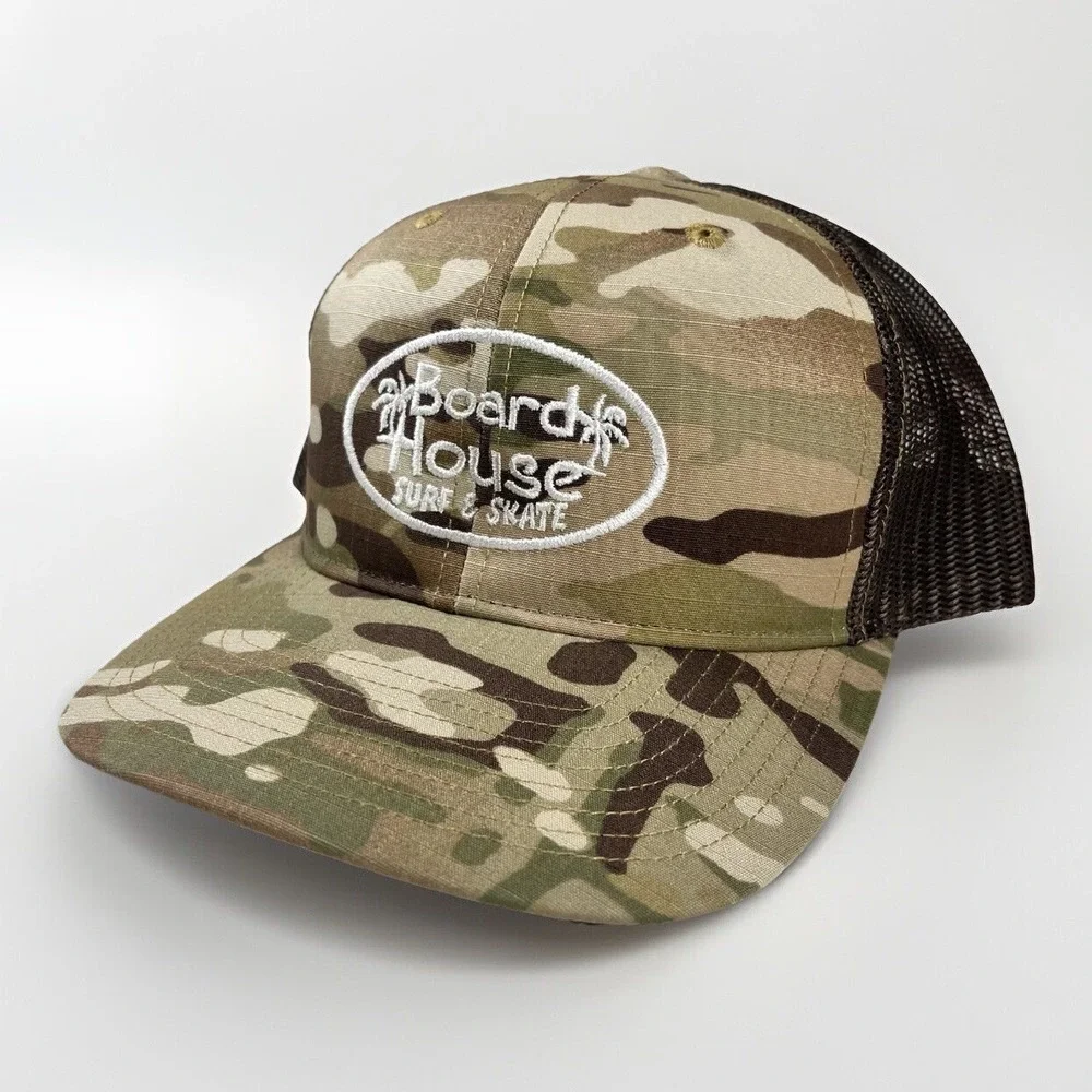 Richardson Snapback Hat Cap‎ BoardHouse Surf Skate Camo Mesh Trucker 6 Panel